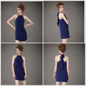 NWOT Va Et Vien Silk Dress Blue tiered halter BHLDN for Anthropologie 8